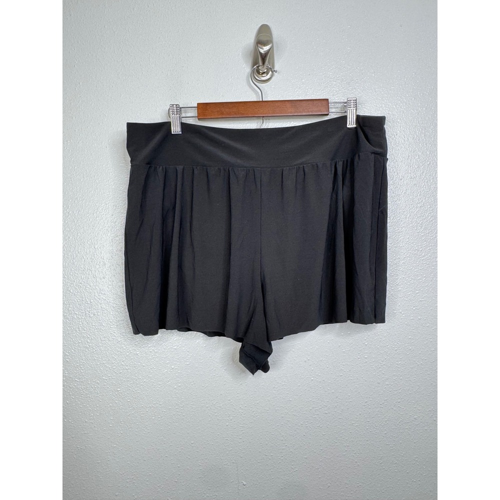 Aqua Green Womens Black Swim Shorts Pull On Flowy Bottoms XL 670576